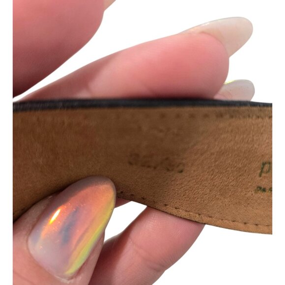 Vintage Pierre Cardin Black Leather Belt With Gold-Tone Engraved Buckle size 32 - Picture 3 of 5